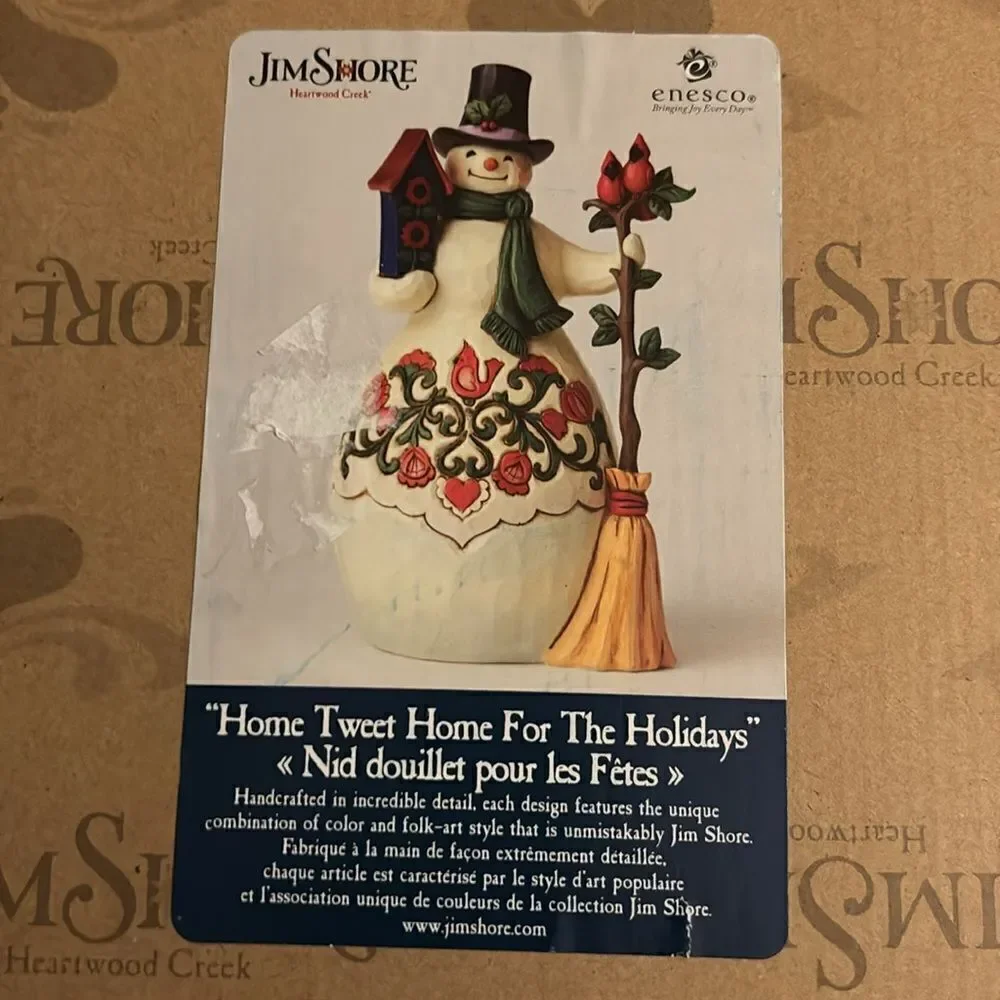Jim Shore HOME TWEET HOME FOR THE HOLIDAYS Polyresin Snowman Cardinal 6005249